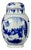Vintage Blue and White Porcelain Lidded Jar With Figural Landscape Panels For Sale