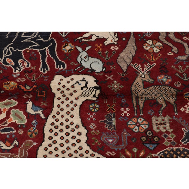 Vintage Persian Gabbeh Runner in Red With Animals Pictorials - Rug & Kilim For Sale In New York - Image 6 of 10