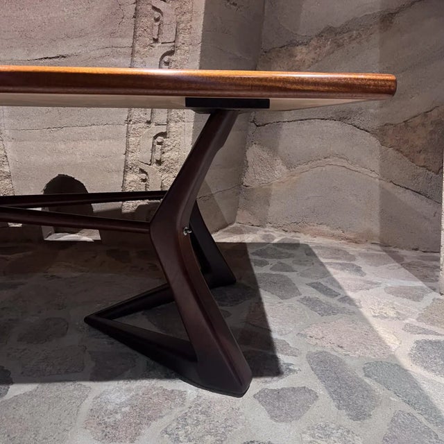 Mid-Century Modern 1950s Sculptural Dining Table Mahogany and Sapele Restored For Sale - Image 3 of 12