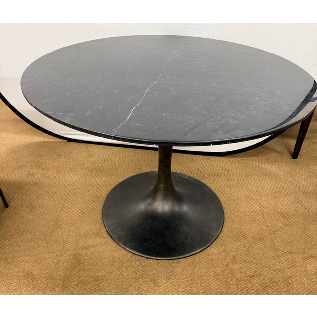 Mid-Century Modern Williams Sonoma Round Tulip Table With Black Marble Top and Pedestal Base For Sale - Image 3 of 4