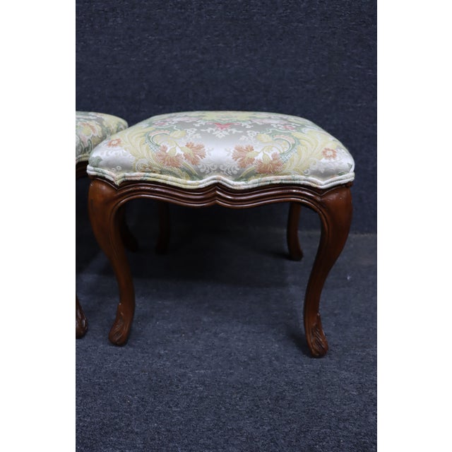 Cream Pair of Henredon French Style Cherry Footstools For Sale - Image 8 of 13