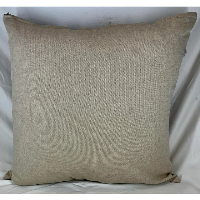 20" Square Decorative Throw Pillow Embellished With a Playful Mid Century Modern Floral Pattern of Orange, Purple & Yellow Flowers - Made in the U K For Sale - Image 11 of 12