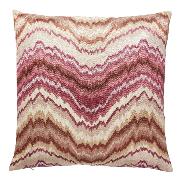 Scalamandre 22" x 22" Bergamo Embroidery Pillow in Mulberry For Sale