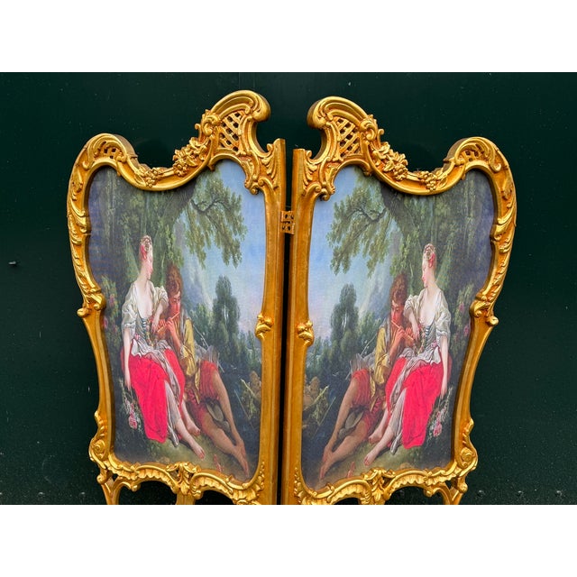 1960 Louis XVI Gold Beech Room Divider Screen - 2 Panels For Sale - Image 15 of 18
