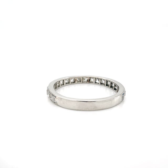 1920s Art Deco Platinum French Cut Diamond Ring, 0.90 Ct, Size 6.75 For Sale In Los Angeles - Image 6 of 14