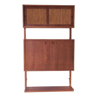 Mid-Century Scandinavian Rival Wall-Mounted Bar Cabinet in Teak by Kjell Riise for Brødrene Jåtog, 1960s For Sale