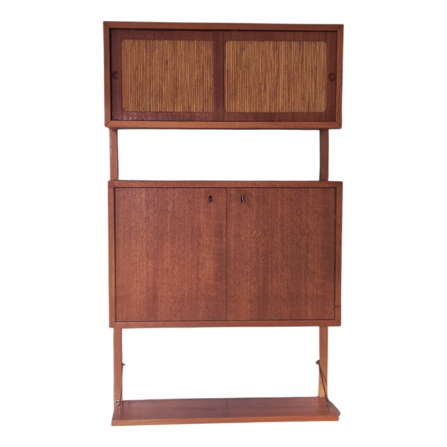 Mid-Century Scandinavian Rival Wall-Mounted Bar Cabinet in Teak by Kjell Riise for Brødrene Jåtog, 1960s For Sale