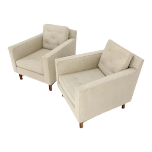 Pair of Ed Warley for Dunbar Deep Lounge Arm Club Chairs