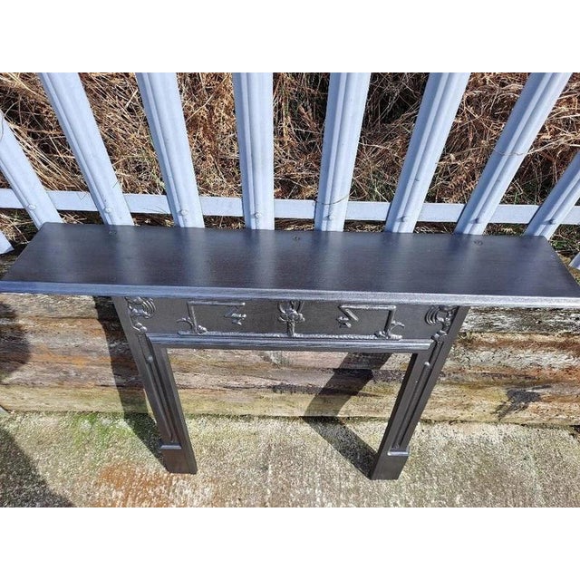 Antique Edwardian Art Nouveau Cast Iron Fireplace Mantel Surround, 1890s For Sale - Image 13 of 18