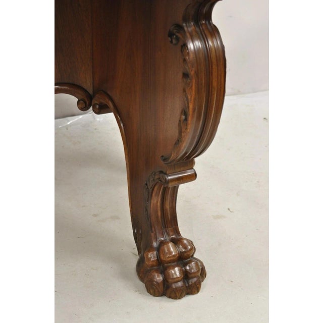 Antique German Renaissance Revival Carved Walnut Paw Feet Round Center Table For Sale - Image 4 of 12