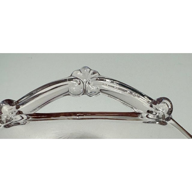 Early 20th Century Art Deco Blush Pink Etched Glass Handled Bowl With Fitted Underplate For Sale - Image 9 of 9