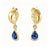 Mid 20th Century 14k Yellow Gold Diamond Sapphire Tear Drop Pear Dangle Earrings, Pair For Sale - Image 4 of 4