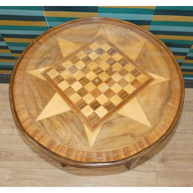 Vintage Chessboard Table with Shelf and Glass Top, 1950s For Sale - Image 9 of 11