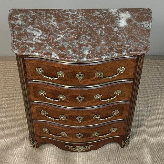 19th Century French Louis XIV Style Marquetry Marble Top Commode For Sale - Image 16 of 18
