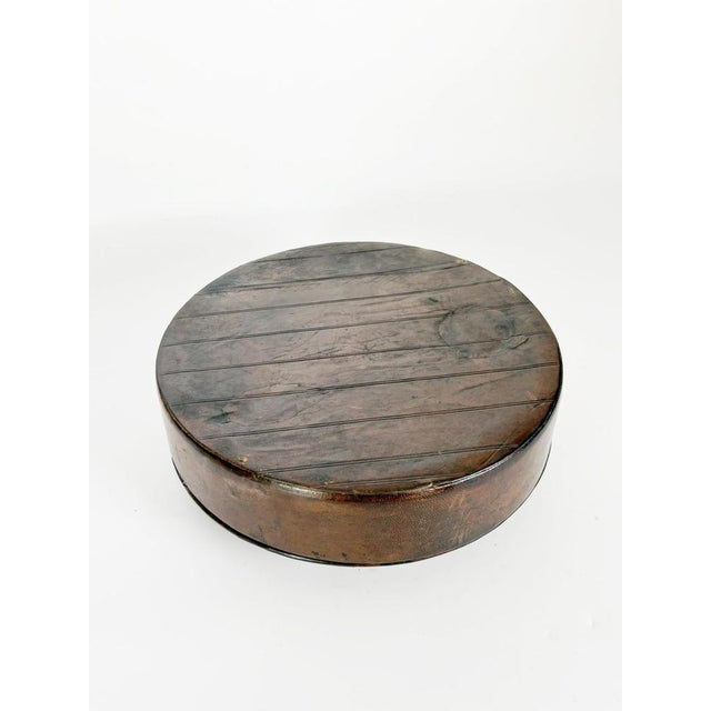 Animal Skin Round Leather Box, France, 1970s For Sale - Image 7 of 8