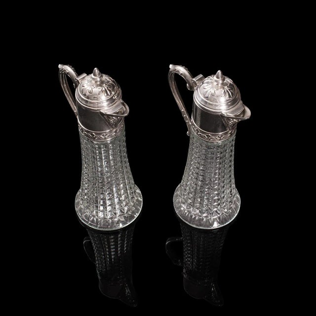 1960s Pair of Vintage Italian Glass Decorative Ewers For Sale - Image 4 of 13