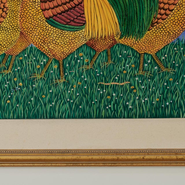 Vintage Painting of Roosters by Sara Barnes For Sale - Image 9 of 14