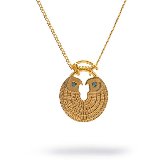 Contemporary Guardian Eagle Medallion Gold Necklace For Sale - Image 3 of 9