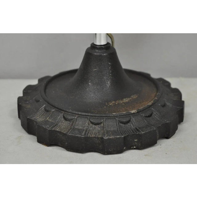 Vintage Industrial Modern Steampunk Cast Iron Gear Gooseneck Task Table Lamp For Sale - Image 4 of 12