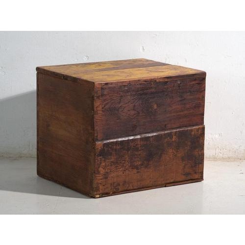 Antique Chinese Trunk Qing Dynasty Painted Pine Trunk For Sale - Image 9 of 10