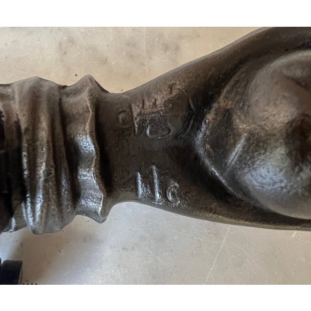 French Hand Cast Iron Door Knocker and Back Piece, 19th Century For Sale - Image 9 of 12
