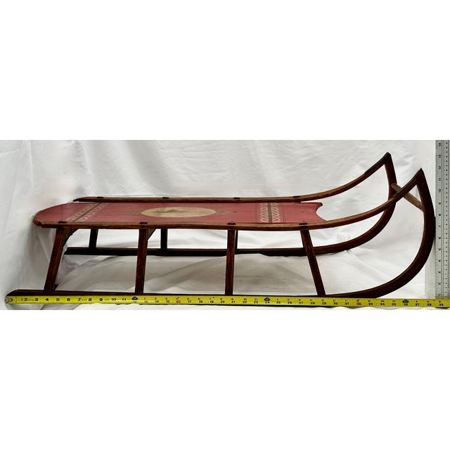 Outstanding Late 19th Century Antique American Hand Painted Steam Bent Oak Childs Snow Sled For Sale - Image 17 of 18
