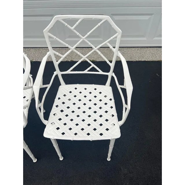 Pair of White Faux Bamboo “Calcutta” Chairs by Brown Jordan For Sale - Image 15 of 18