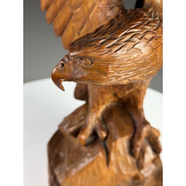 Black Forest Carved Wood Eagle Figurine For Sale - Image 9 of 13