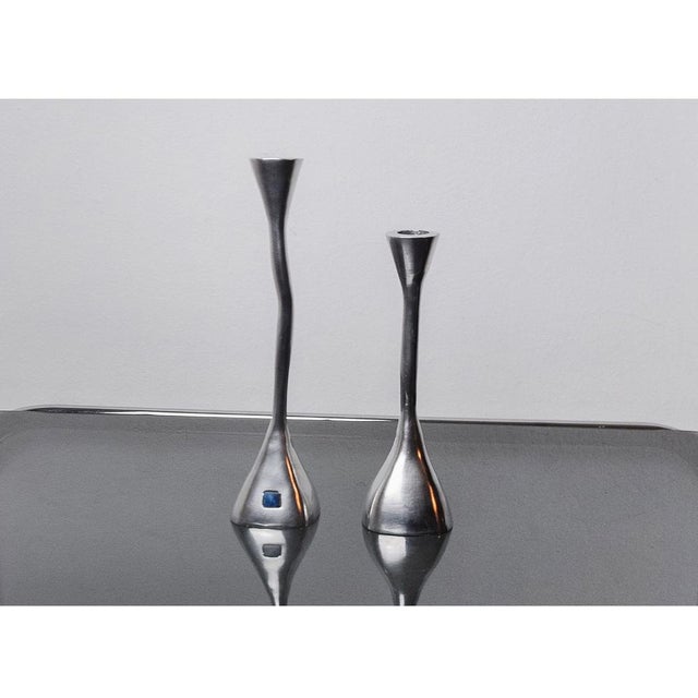 Zigzag Candlesticks in Aluminum and Polished Stone from Art3, Spain, 1970, Set of 2 For Sale - Image 10 of 10