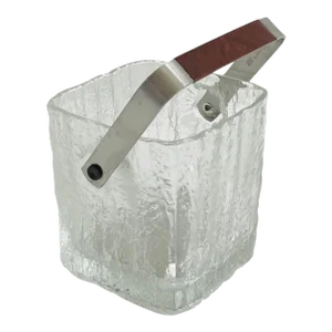 Vintage C1960s Mid Century Modern Original Hoya Japan Ice Bucket, Crystal Glass Icy Cube