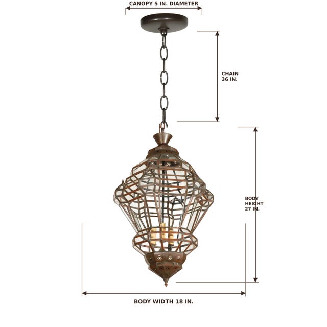 Vintage Moroccan Moorish Diamond-Form Clear Glass Pendant Lantern, 1980s For Sale - Image 13 of 14