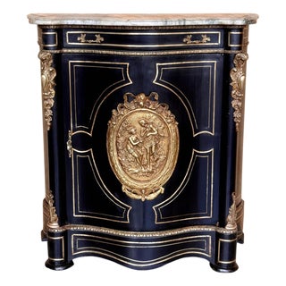 French 19th Century Napoleon III Period Cabinet with metal inlays For Sale