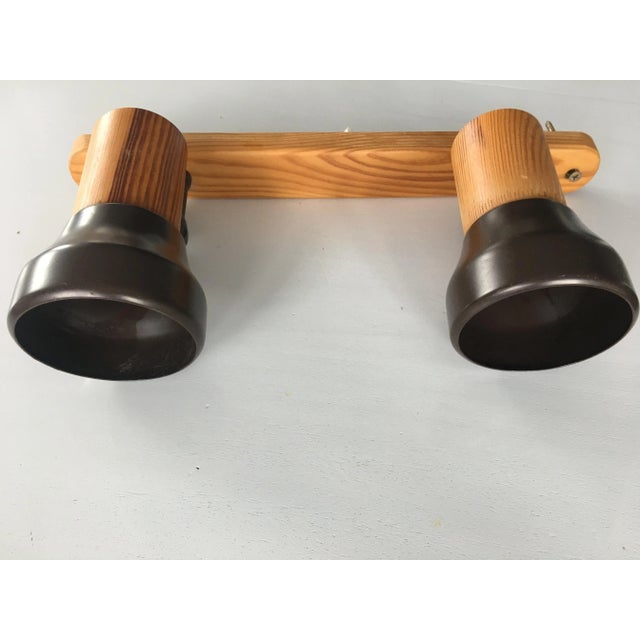 Wooden and Metal Adjustable Ceiling Lamp, 1980s For Sale - Image 12 of 12