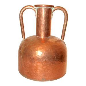 Antique Hand Made Hammered Thick Copper Double Handle Metal Moonshine Jug Pot 2