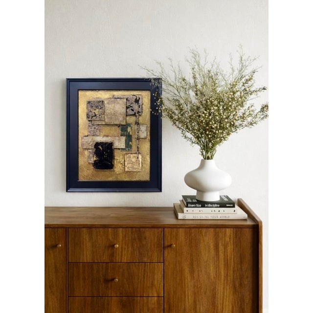 This original mixed-media abstract painting by J. Kent Martin is inspired by aerial views of farmland and the ordered...