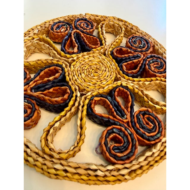 Vintage Circle Rattan Trivet For Sale - Image 4 of 4