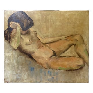 French School, Neo-Expressionist Female Nude, 1967, Oil on Canvas For Sale