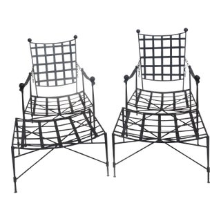 Mid 20th Century Vintage Mario Papperzini for Salterini Lounge Chairs With Ottomans a Pair, Attributed For Sale