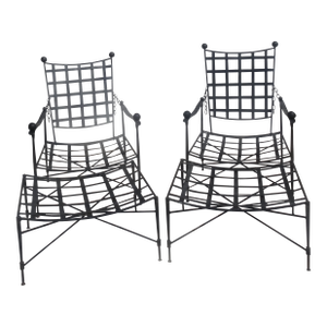 Mid 20th Century Vintage Mario Papperzini for Salterini Lounge Chairs With Ottomans a Pair, Attributed