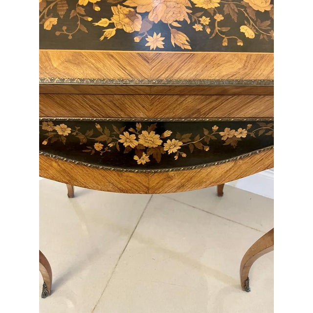 Antique French Victorian Satinwood Freestanding Marquetry Inlaid Bureau 1880 For Sale - Image 6 of 16