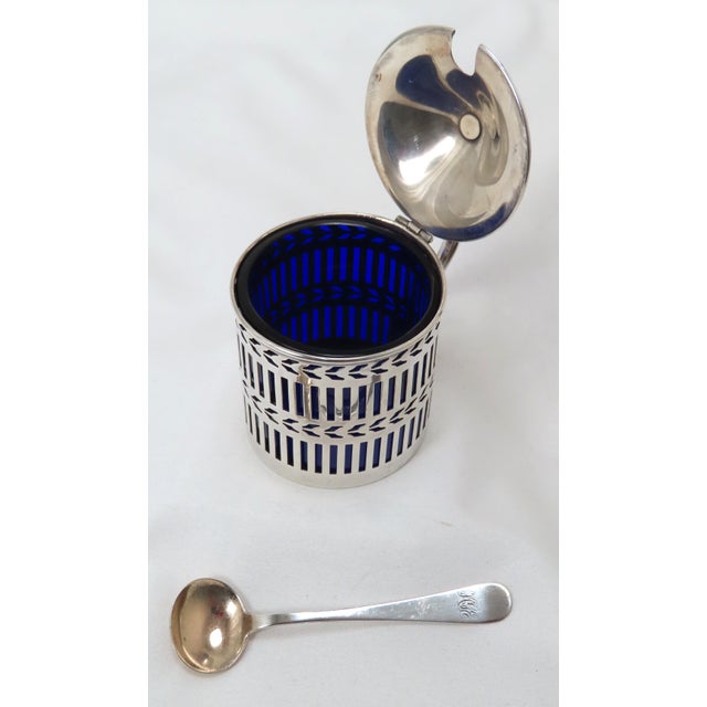 This really is a Very Pretty Antique American Sterling Silver Mustard Pot & Spoon Set. Classic Edwardian Era - Circa Early...