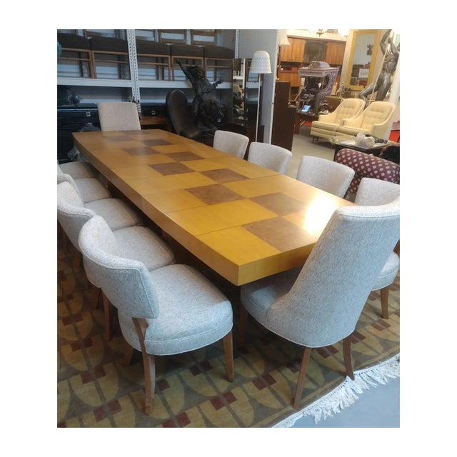 Authentic Gilbert Rohde for Herman Miller Dining Table With Burlwood Checkerboard Top & Two Leaves For Sale In Los Angeles - Image 6 of 18