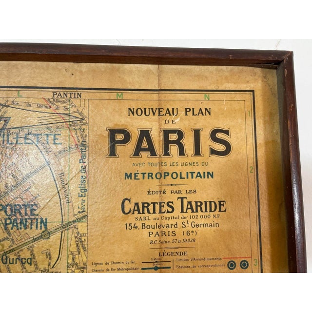 Large French Paris Metro Map 1960s. A large Vintage French framed map of the Parisian Metro from the mid-20th century....