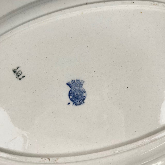 1920s Oval Dish with Blue Floral Pattern from Badonviller, 1920s For Sale - Image 5 of 8