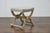 French Empire Style Curule Stool with Gilded Accents and Linen Upholstery For Sale - Image 10 of 12