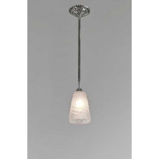 Art Deco A Pair of French 1930 Art Deco Pendant Lights by Degue - 5 Available For Sale - Image 3 of 7