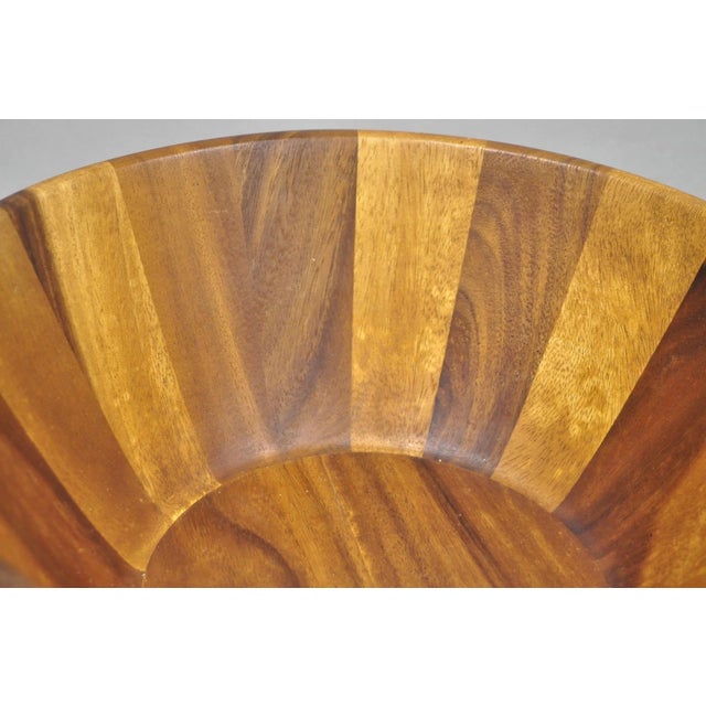 Vintage Bill.F Bf Mid Century Modern Acacia Wood Salad Fruit Bowl For Sale - Image 4 of 11