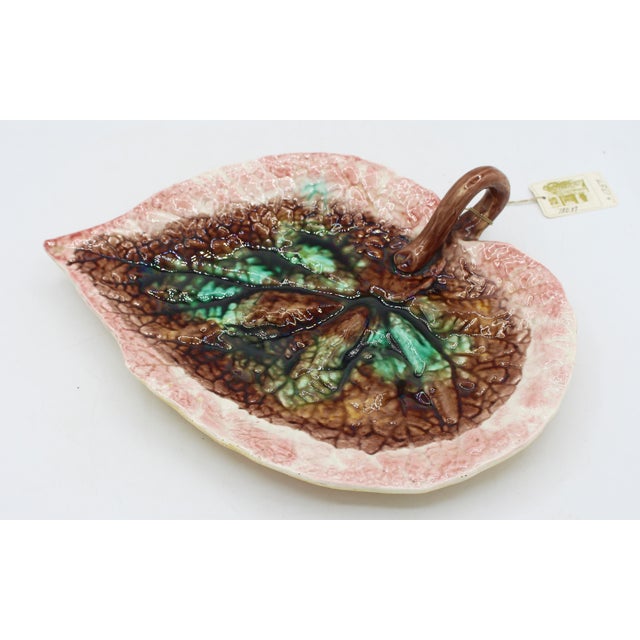 Late 19th Century Circa 1880 English Majolica Begonia Leaf Serving Tray For Sale - Image 5 of 9