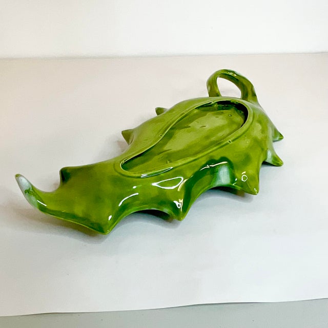 1970s Mid-Century Majolica Folk Art Americana Boho Chic Holly Leaf Dish - Christmas. For Sale - Image 11 of 11