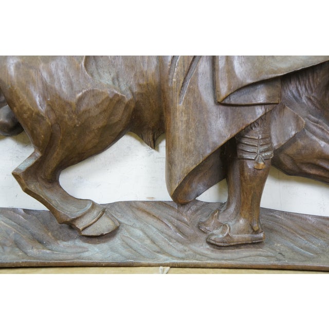 Mid 20th Century Mexican Spanish Carved Mahogany Matador Bull Fighter Relief Wall Plaque 20" For Sale - Image 6 of 8